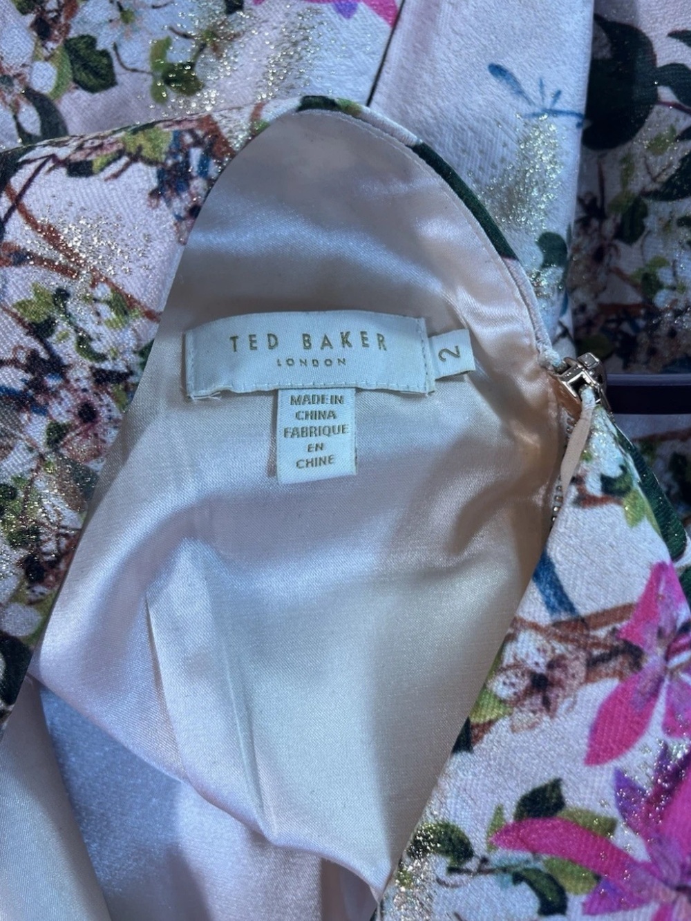Ted Baker London Mid Pink Clarbel Blossom V Back Jacquard Size 2 MSRP $429 - Picture 3 of 16